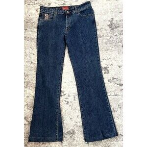 Azita Blue Denim Flare Leg Rhinestone Pocket Women’s Jeans Size 32